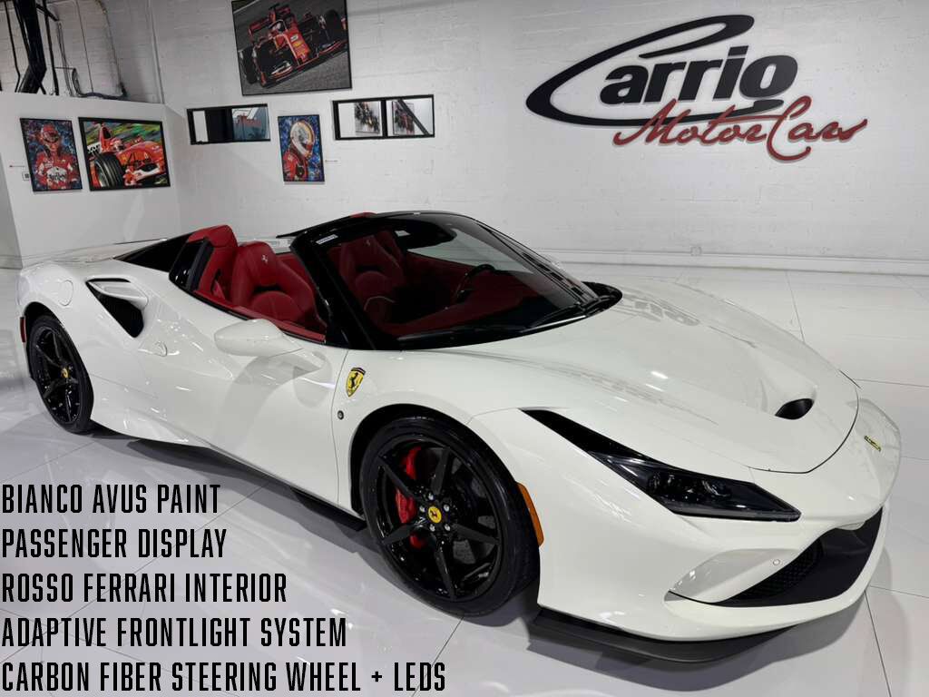 2021 Ferrari F8 Spider Bianco Avus paint, Rosso Ferrari interior, passenger display, adaptive frontlight system AND MORE!!! Fort Lauderdale FL