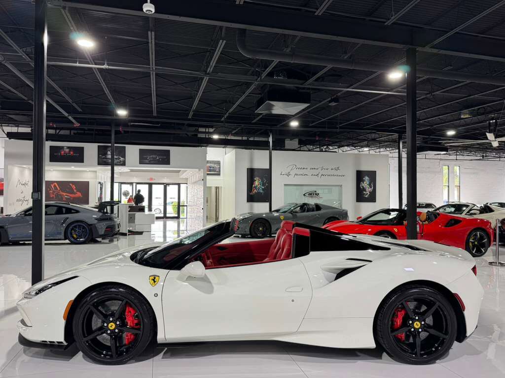 2021 Ferrari F8 Spider Bianco Avus paint, Rosso Ferrari interior, passenger display, adaptive frontlight system AND MORE!!! Fort Lauderdale FL