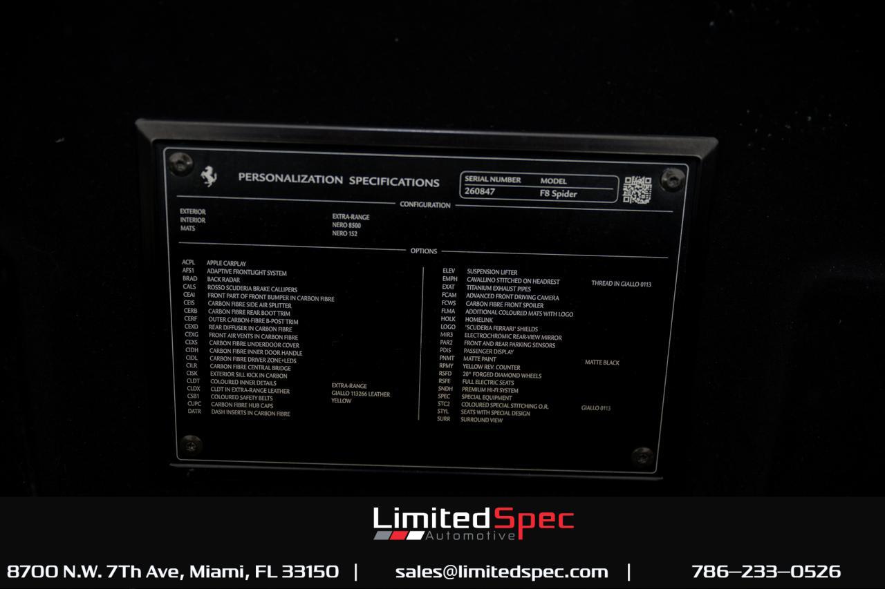 2021 Ferrari F8 Spider Convertible 2D Miami FL