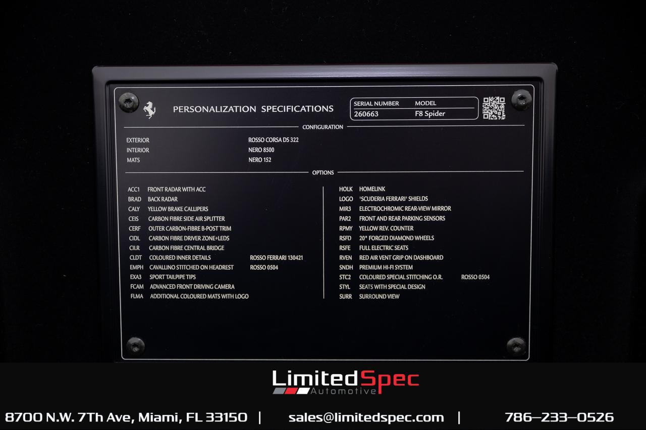 2021 Ferrari F8 Spider Convertible 2D Miami FL