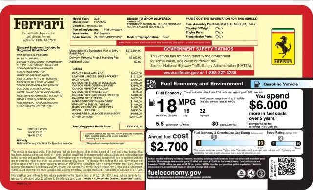 2021 Ferrari Portofino ($290,929 MSRP!!) *SPECIAL ORDERED MANDARIN ORANGE INTERIOR* *ONLY 4900 MILES* *$73,925 IN FACTORY OPTIONS!* San Diego CA
