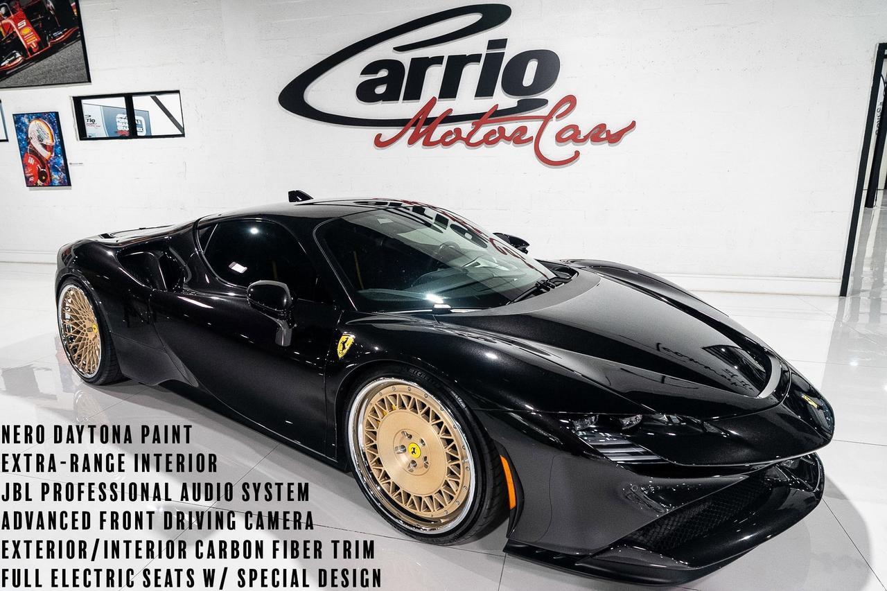 2021 Ferrari SF90 Stradale Nero Daytona paint, Extra-Range interior, suspension lifter, JBL audio, carbon galore AND MUCH MORE!