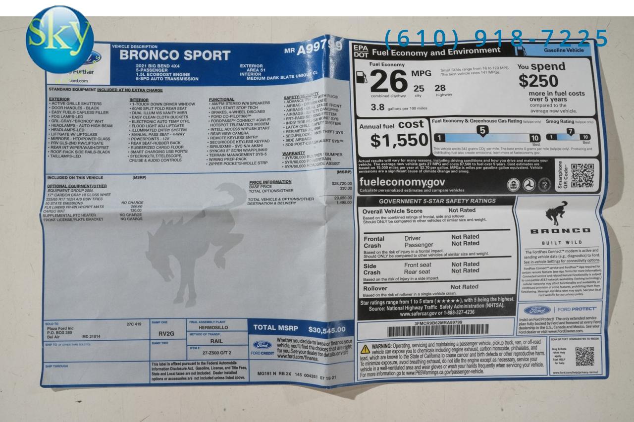 2021 Ford Bronco Sport 4WD Big Bend West Chester PA