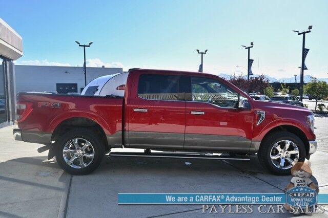 2021 Ford F-150 King Ranch / 4X4 / AutoStart / FX4 Off-Road Pkg / Heated & Cooled Leather Seats / Heated Steering Wheel / Panoramic Sunroof / NAV / 360 CAM / B&O Speakers / Lane Departure & Blind Spot / Tow Pkg / 1-Owner Anchorage AK
