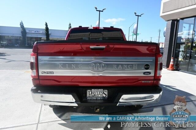 2021 Ford F-150 King Ranch / 4X4 / AutoStart / FX4 Off-Road Pkg / Heated & Cooled Leather Seats / Heated Steering Wheel / Panoramic Sunroof / NAV / 360 CAM / B&O Speakers / Lane Departure & Blind Spot / Tow Pkg / 1-Owner Anchorage AK