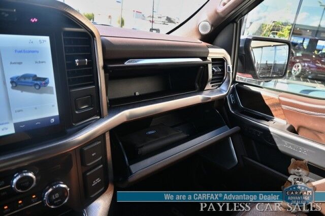 2021 Ford F-150 King Ranch / 4X4 / AutoStart / FX4 Off-Road Pkg / Heated & Cooled Leather Seats / Heated Steering Wheel / Panoramic Sunroof / NAV / 360 CAM / B&O Speakers / Lane Departure & Blind Spot / Tow Pkg / 1-Owner Anchorage AK