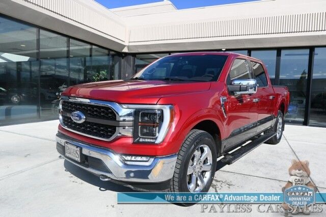 2021 Ford F-150 King Ranch / 4X4 / AutoStart / FX4 Off-Road Pkg / Heated & Cooled Leather Seats / Heated Steering Wheel / Panoramic Sunroof / NAV / 360 CAM / B&O Speakers / Lane Departure & Blind Spot / Tow Pkg / 1-Owner Anchorage AK