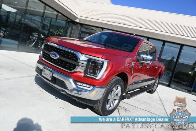 2021 Ford F-150 King Ranch / 4X4 / AutoStart / FX4 Off-Road Pkg / Heated & Cooled Leather Seats / Heated Steering Wheel / Panoramic Sunroof / NAV / 360 CAM / B&O Speakers / Lane Departure & Blind Spot / Tow Pkg / 1-Owner Anchorage AK