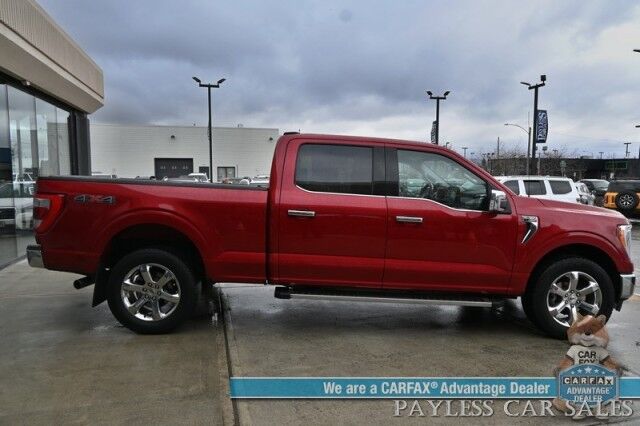2021 Ford F-150 Lariat / 4X4 / Super Crew / Chrome Appearance Pkg / Auto Start / Heated & Cooled Leather Seats / B&O Speakers / Navigation / Lane Depart & Blind Spot / Tonneau Cover / Bed Liner / Tow Pkg Anchorage AK