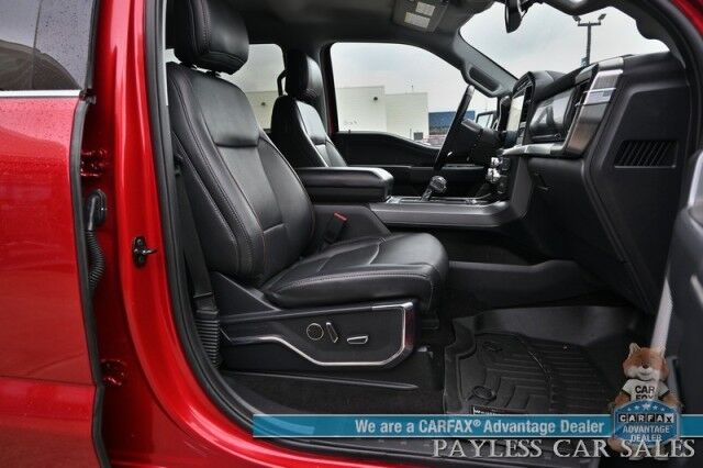 2021 Ford F-150 Lariat / 4X4 / Super Crew / Chrome Appearance Pkg / Auto Start / Heated & Cooled Leather Seats / B&O Speakers / Navigation / Lane Depart & Blind Spot / Tonneau Cover / Bed Liner / Tow Pkg Anchorage AK