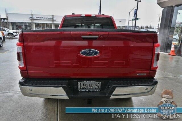 2021 Ford F-150 Lariat / 4X4 / Super Crew / Chrome Appearance Pkg / Auto Start / Heated & Cooled Leather Seats / B&O Speakers / Navigation / Lane Depart & Blind Spot / Tonneau Cover / Bed Liner / Tow Pkg Anchorage AK
