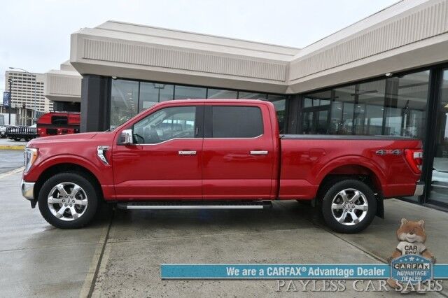 2021 Ford F-150 Lariat / 4X4 / Super Crew / Chrome Appearance Pkg / Auto Start / Heated & Cooled Leather Seats / B&O Speakers / Navigation / Lane Depart & Blind Spot / Tonneau Cover / Bed Liner / Tow Pkg Anchorage AK