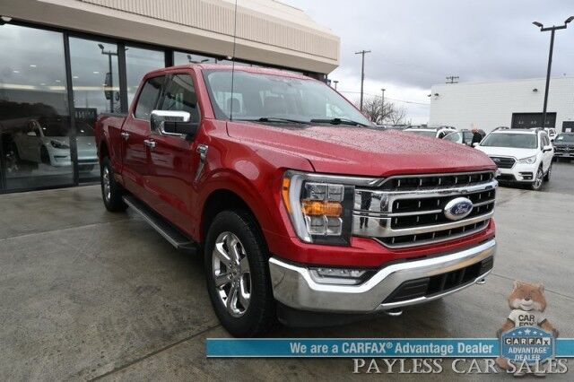 2021 Ford F-150 Lariat / 4X4 / Super Crew / Chrome Appearance Pkg / Auto Start / Heated & Cooled Leather Seats / B&O Speakers / Navigation / Lane Depart & Blind Spot / Tonneau Cover / Bed Liner / Tow Pkg Anchorage AK