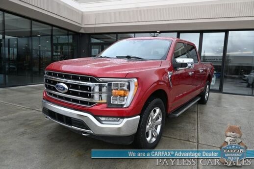 2021 Ford F-150 Lariat / 4X4 / Super Crew / Chrome Appearance Pkg / Auto Start / Heated & Cooled Leather Seats / B&O Speakers / Navigation / Lane Depart & Blind Spot / Tonneau Cover / Bed Liner / Tow Pkg Anchorage AK