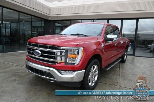 2021 Ford F-150 Lariat / 4X4 / Super Crew / Chrome Appearance Pkg / Auto Start / Heated & Cooled Leather Seats / B&O Speakers / Navigation / Lane Depart & Blind Spot / Tonneau Cover / Bed Liner / Tow Pkg Anchorage AK