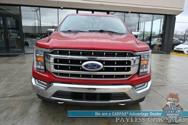 2021 Ford F-150 Lariat / 4X4 / Super Crew / Chrome Appearance Pkg / Auto Start / Heated & Cooled Leather Seats / B&O Speakers / Navigation / Lane Depart & Blind Spot / Tonneau Cover / Bed Liner / Tow Pkg Anchorage AK