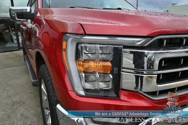 2021 Ford F-150 Lariat / 4X4 / Super Crew / Chrome Appearance Pkg / Auto Start / Heated & Cooled Leather Seats / B&O Speakers / Navigation / Lane Depart & Blind Spot / Tonneau Cover / Bed Liner / Tow Pkg Anchorage AK