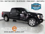 2021 Ford F-150 Platinum SuperCrew 4WD Hybrid *FX4 PKG, NAVIGATION, BLUECRUISE, SAFETY ALERTS, 360 VIEW CAMERAS, TWIN PANEL MOONROOF, LEATHER, CLIMATE/MASSAGE SEATS, REMOTE START, BANG & OLUFSEN, WIRELESS CHARGING, ANDROID & APPLE
