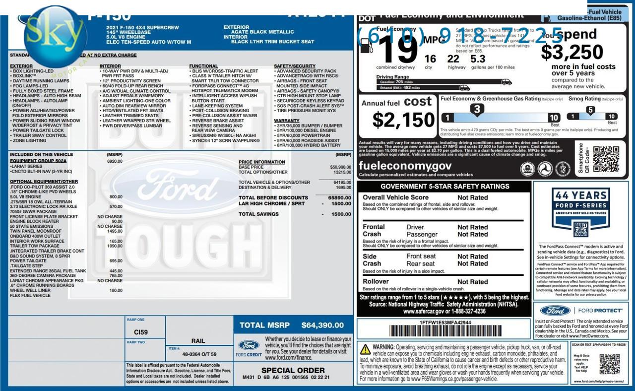 2021 Ford F-150 SuperCrew 4WD Lariat Black Ops Edition