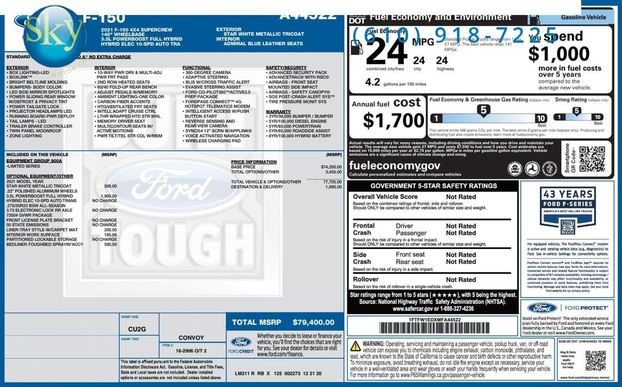 2021 Ford F-150 SuperCrew 4WD Limited Hybrid