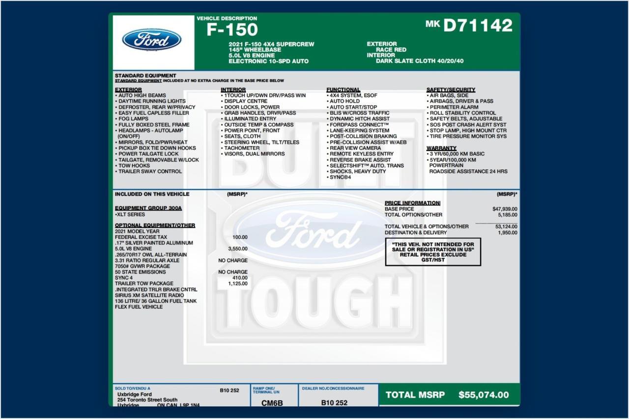 2021 Ford F-150 XLT 4X4 / 5.0L V8 / Leather Seating / Wheels & Tires Upgrade Lincolnton NC