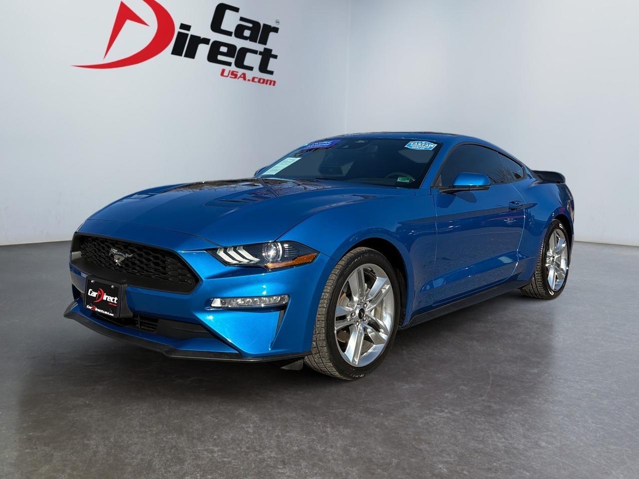 2021 Ford Mustang EcoBoost Premium, PUSH BUTTON START, BACKUP CAMERA WITH PARKING SENSORS, HEATED STEERING WHEEL & SEATS, LANE KEEP ASSIST, NAVIGATION, LOW MILEAGE, CLEAN CARFAX, BOOST THE ROAD IN THIS MUSTANG!