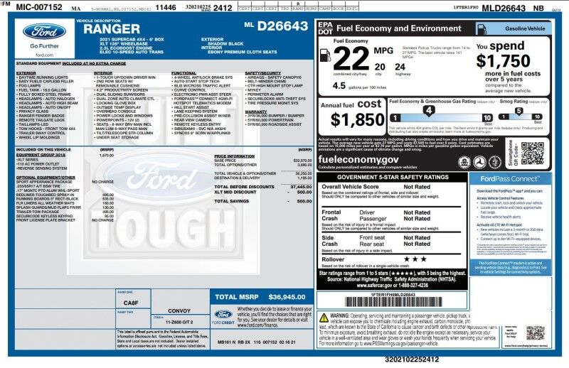 2021 Ford Ranger XLT - GREAT SERVICE HISTORY Webster MA