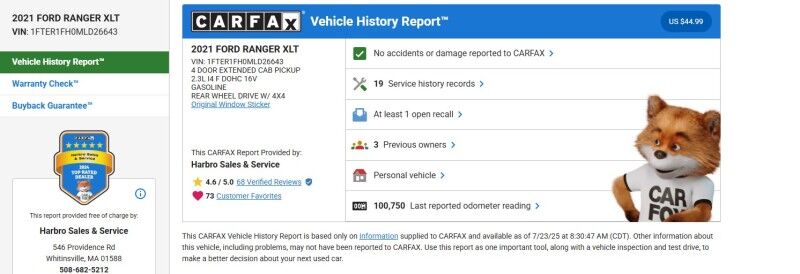2021 Ford Ranger XLT - GREAT SERVICE HISTORY Webster MA