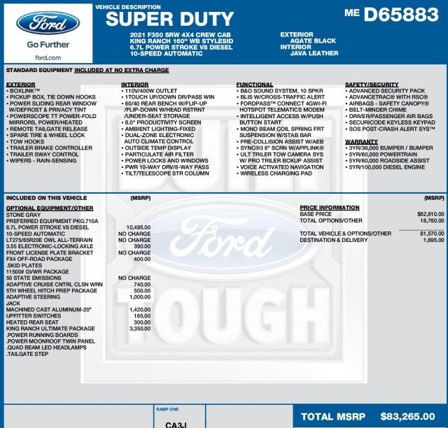 2021 Ford Super Duty F-350 King Ranch 4X4 / Ultimate Package / V8 Diesel! High Point NC