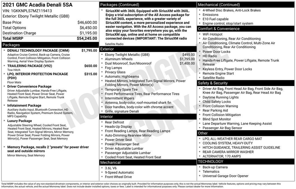 2021 GMC Acadia Denali