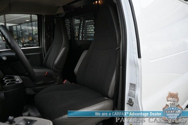 2021 GMC Savana Cargo Van / Chrome Appearance & Cold Climate Pkg / 4.3L V6 / Bulkhead / Power Locks, Windows & Mirrors / Aux Input / Air Conditioning / Cruise Control / Running Boards / 1-Owner Anchorage AK