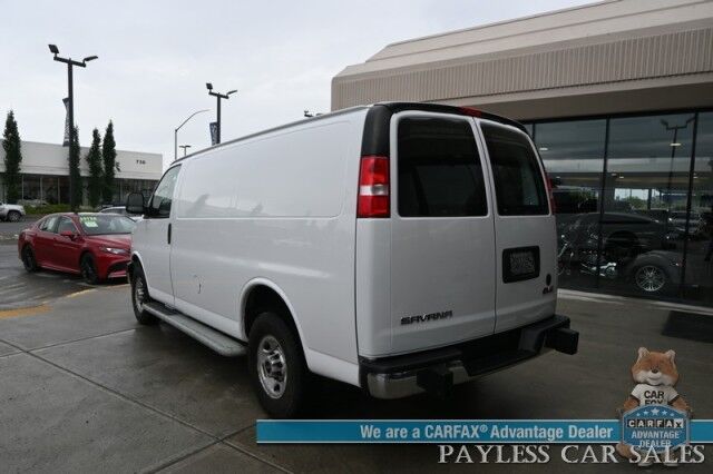 2021 GMC Savana Cargo Van / Chrome Appearance & Cold Climate Pkg / 4.3L V6 / Bulkhead / Power Locks, Windows & Mirrors / Aux Input / Air Conditioning / Cruise Control / Running Boards / 1-Owner Anchorage AK