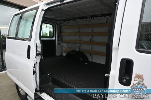 2021 GMC Savana Cargo Van / Chrome Appearance & Cold Climate Pkg / 4.3L V6 / Bulkhead / Power Locks, Windows & Mirrors / Aux Input / Air Conditioning / Cruise Control / Running Boards / 1-Owner Anchorage AK