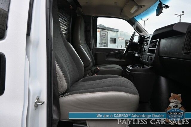 2021 GMC Savana Cargo Van / Chrome Appearance & Cold Climate Pkg / 4.3L V6 / Bulkhead / Power Locks, Windows & Mirrors / Aux Input / Air Conditioning / Cruise Control / Running Boards / 1-Owner Anchorage AK
