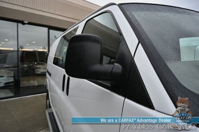2021 GMC Savana Cargo Van / Chrome Appearance & Cold Climate Pkg / 4.3L V6 / Bulkhead / Power Locks, Windows & Mirrors / Aux Input / Air Conditioning / Cruise Control / Running Boards / 1-Owner Anchorage AK