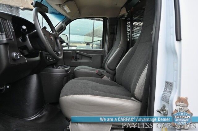 2021 GMC Savana Cargo Van / Chrome Appearance & Cold Climate Pkg / 4.3L V6 / Bulkhead / Power Locks, Windows & Mirrors / Aux Input / Air Conditioning / Cruise Control / Running Boards / 1-Owner Anchorage AK