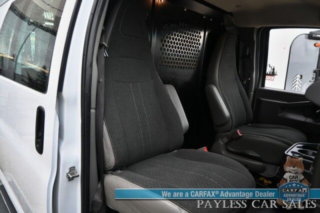 2021 GMC Savana Cargo Van / Chrome Appearance & Cold Climate Pkg / 4.3L V6 / Bulkhead / Power Locks, Windows & Mirrors / Aux Input / Air Conditioning / Cruise Control / Running Boards / 1-Owner Anchorage AK