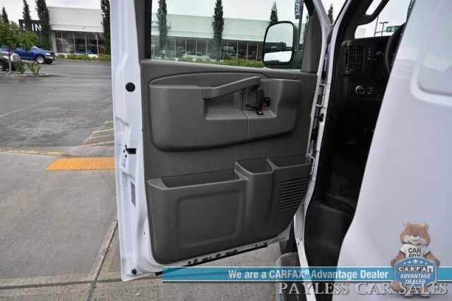 2021 GMC Savana Cargo Van / Chrome Appearance & Cold Climate Pkg / 4.3L V6 / Bulkhead / Power Locks, Windows & Mirrors / Aux Input / Air Conditioning / Cruise Control / Running Boards / 1-Owner Anchorage AK