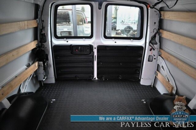 2021 GMC Savana Cargo Van / Chrome Appearance & Cold Climate Pkg / 4.3L V6 / Bulkhead / Power Locks, Windows & Mirrors / Aux Input / Air Conditioning / Cruise Control / Running Boards / 1-Owner Anchorage AK