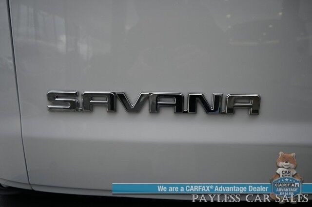2021 GMC Savana Cargo Van 2500 / Chrome Appearance & Cold Climate Pkg / 4.3L V6 / Driver Convenience Pkg / Bulkhead / Power Locks, Windows & Mirrors / Aux Input / Air Conditioning / Cruise Control / Running Boards / 1-Owner Anchorage AK