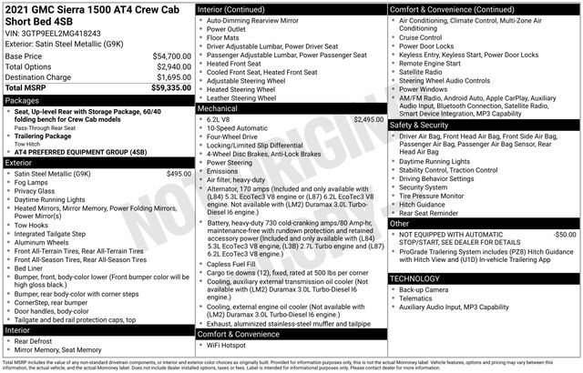 2021 GMC Sierra 1500 AT4 Raleigh NC