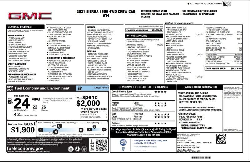 2021 GMC Sierra 1500 CARFAX 1-Owner vehicle AT4 Seffner FL