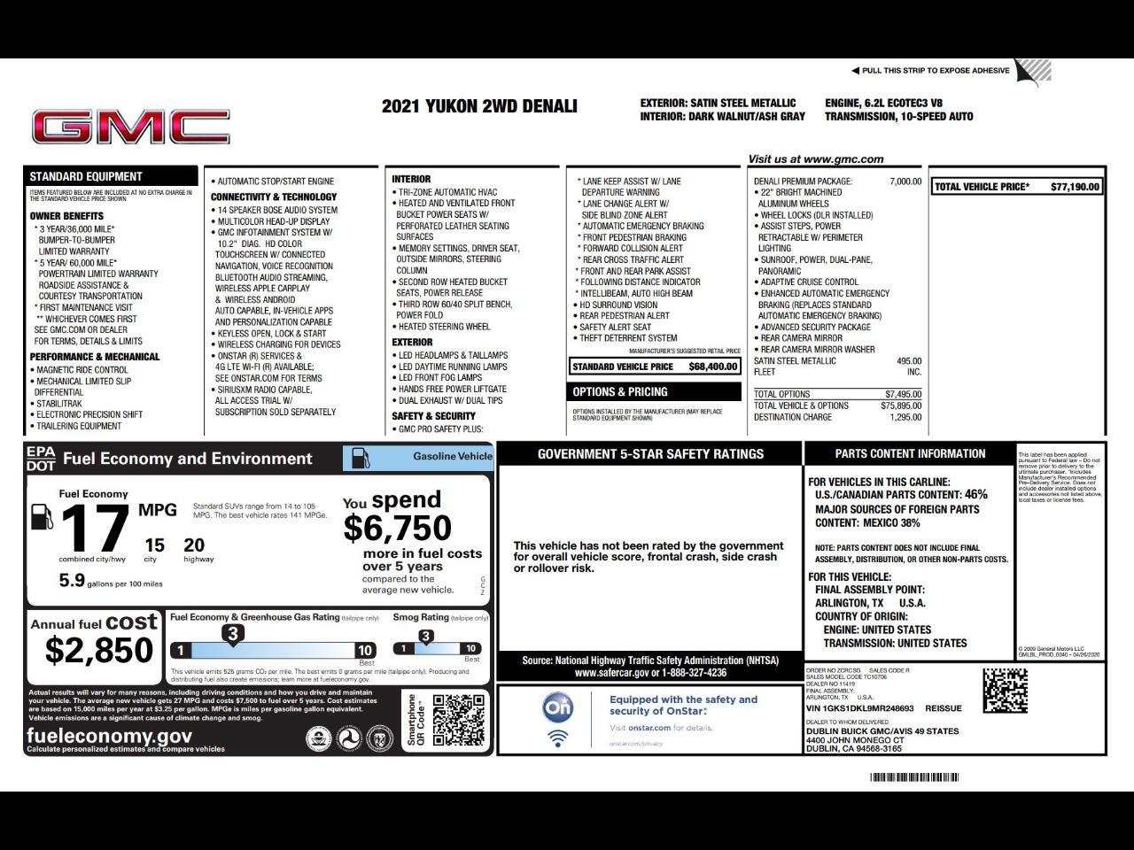 2021 GMC Yukon 2WD 4dr Denali Jacksonville FL