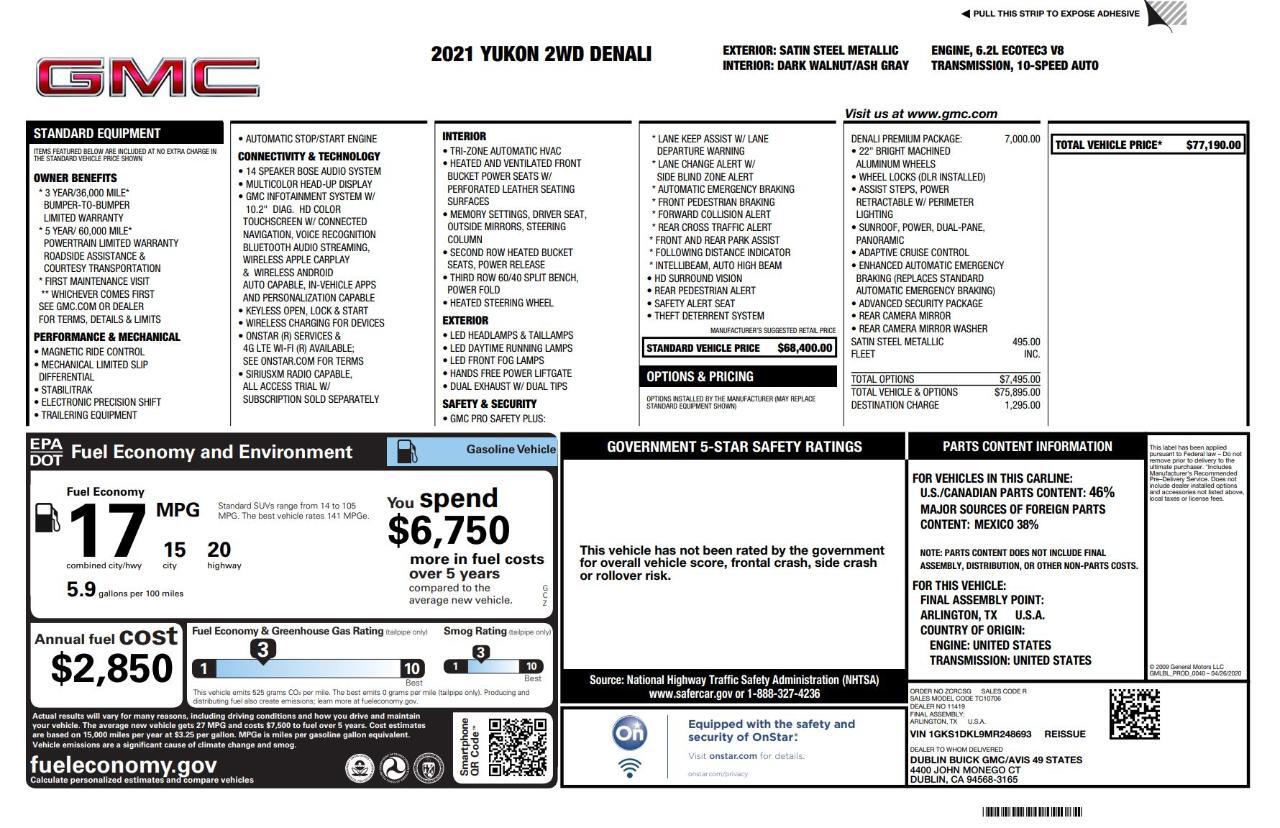 2021 GMC Yukon 2WD 4dr Denali Jacksonville FL