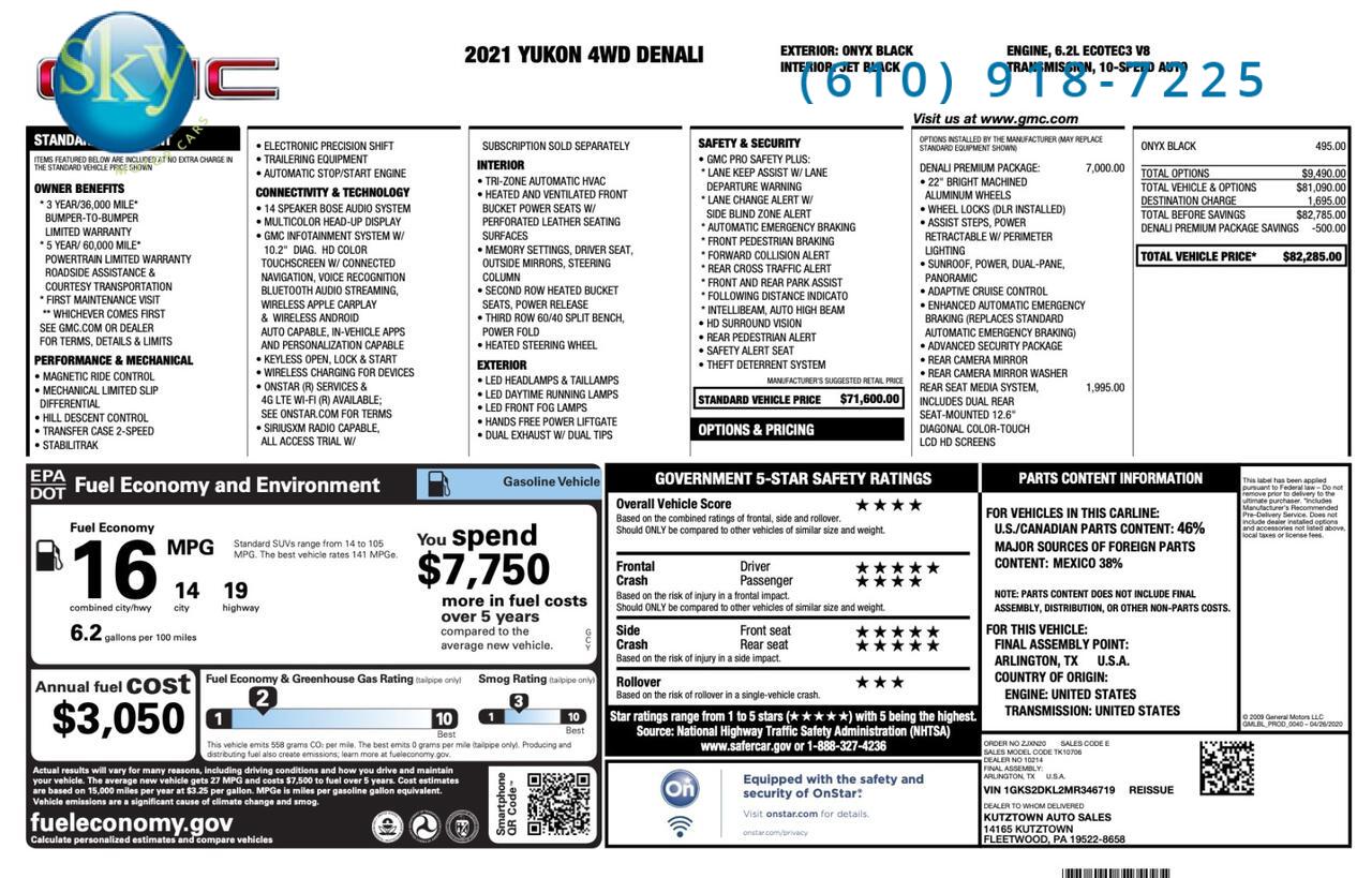 2021 GMC Yukon 4WD Denali 7-PASSENGER Reat Seat Entertainment West Chester PA