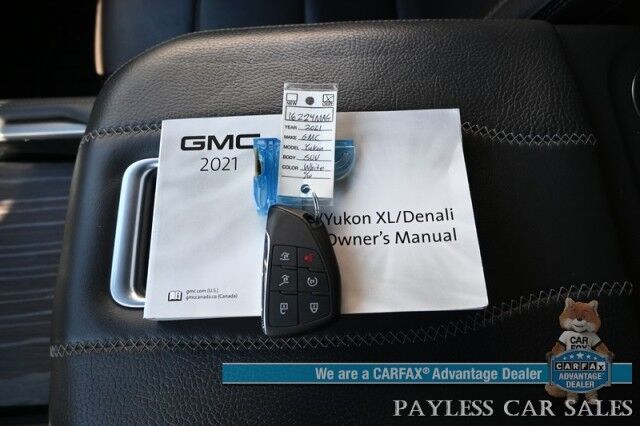2021 GMC Yukon Denali / 4X4 / Auto Start / 6.2L / Heated & Cooled Leather Seats / Heated Steering / NAV / HUD / Bose / Sunroof / Adaptive Cruise / Lane Depart & Blind Spot / Apple CarPlay & Android Auto / 3rd Row / Seats 7 / Tow Pkg / 1-Owner Anchorage AK