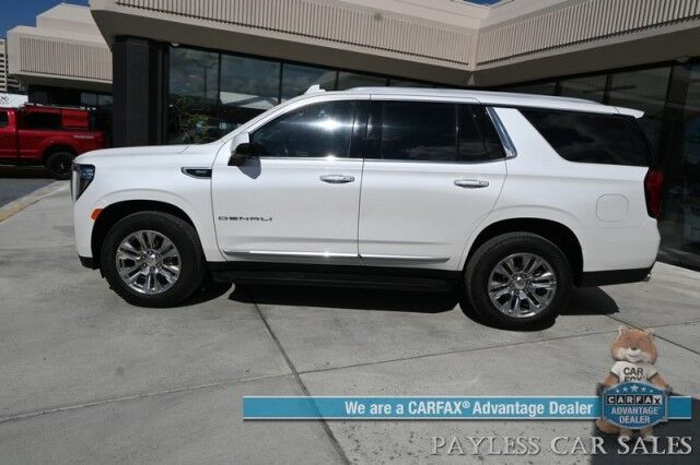 2021 GMC Yukon Denali / 4X4 / Auto Start / 6.2L / Heated & Cooled Leather Seats / Heated Steering / NAV / HUD / Bose / Sunroof / Adaptive Cruise / Lane Depart & Blind Spot / Apple CarPlay & Android Auto / 3rd Row / Seats 7 / Tow Pkg / 1-Owner Anchorage AK