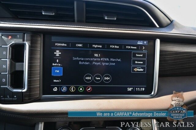 2021 GMC Yukon Denali / 4X4 / Auto Start / 6.2L / Heated & Cooled Leather Seats / Heated Steering / NAV / HUD / Bose / Sunroof / Adaptive Cruise / Lane Depart & Blind Spot / Apple CarPlay & Android Auto / 3rd Row / Seats 7 / Tow Pkg / 1-Owner Anchorage AK