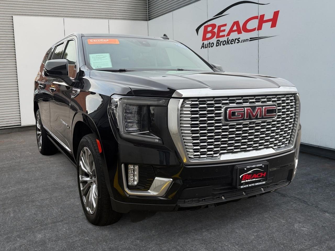 2021 GMC Yukon Denali, MOONROOF, POWER RUNNING BOARDS, POWER FOLDING MIRRORS, UNIVERSAL GARAGE DOOR OPENER, TVS IN REAR SEATS, APPLE CARPLAY/ANDROID AUTO, HEATED AND VENTILATED SEATS, ONLY 1 OWNER, CLEAN CARFAX!