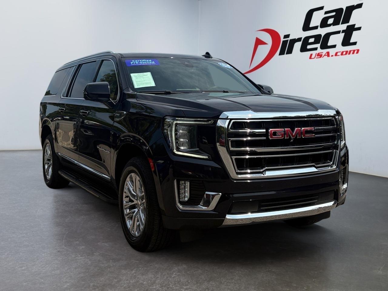 2021 GMC Yukon XL SLT, HEADS UP DISPLAY, AUTO START/STOP, RUNNING BOARDS, BLIND SPOT, LANE KEEP, POWER LIFTGATE, PANORAMIC SUNROOF, APPLE CARPLAY/ANDROID AUTO, POWER 3RD ROW, HEATED FRONT & REAR SEATS, 360 BACKUP CAMERA, ONLY 1 OWNER, YUKON TAKE THIS HOME!